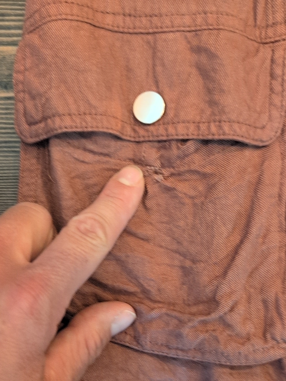 Lightweight Rusty Orange Button-Front Utility Jacket - Picture 3 of 4